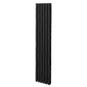 Oval Column Radiator 1800mm x 360mm Modern Designer Double Panel Central Heating Heater Matt Black