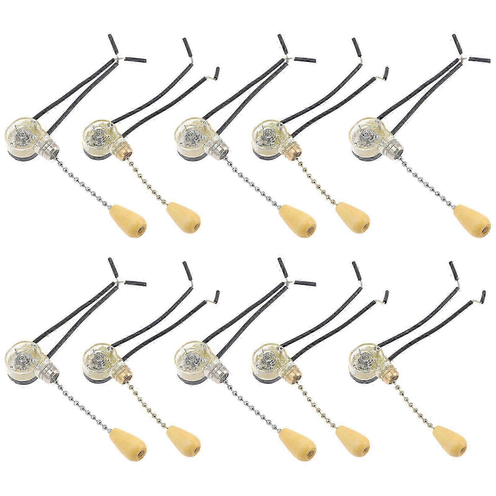 Ceiling Fan Accessories Lamp Pull Switch Simple Design Square Golden Plastic 10Pcs