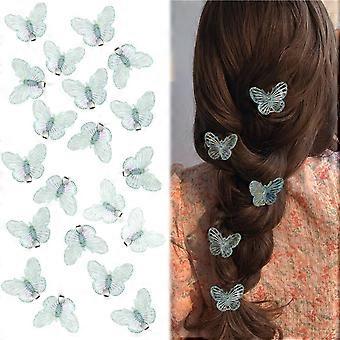 Set di clip per capelli a farfalla blu da 20 pezzi, mini clip per capelli carini per ragazze, piccoli fermagli per capelli per donne, clip per capelli per ragazze glitterate, clip per capelli trasparenti, y2k Accesso