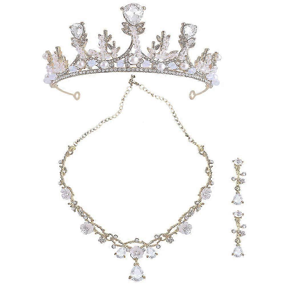 Conjunto de colar e coroa para meninas, com brincos e tiara.