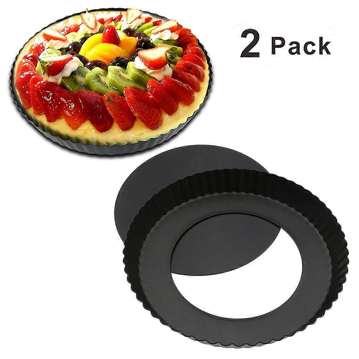 2pcs 8,8 polegadas não-vara removível fundo solto quiche tart pan