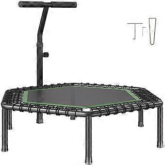 Mini trampoline van 54,5 inch, maximaal draagvermogen 450 lbs (ca. 204 kg), kleine trampoline met in hoogte verstelbare standen en schuimrubberen handgreep.