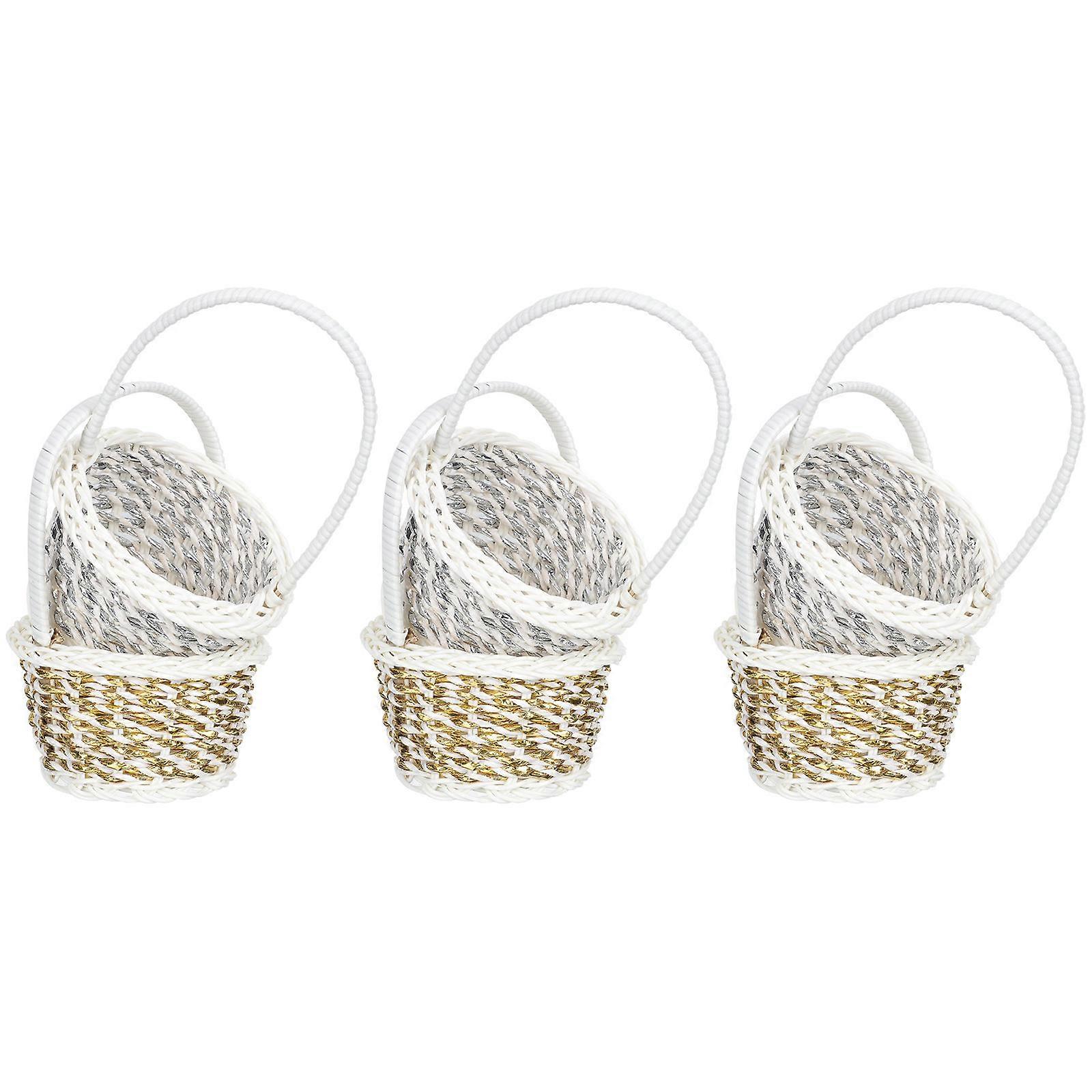 6 Pcs Hand Knitting Fruit Baskets Multi-functional Storage Baskets Sundries Basket