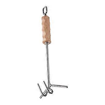 Camping Pot Lid Lifter with Anti‑Scald Wooden Handle, Stainless Steel Outdoor Cookware Hook