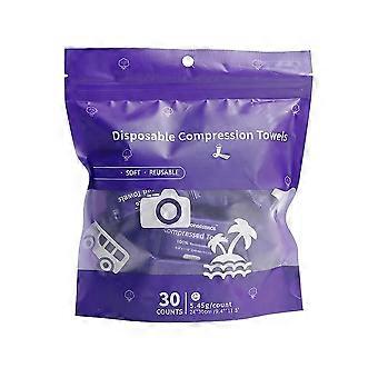 Compressed Towels 30 Pack, Soft Absorbent Disposable Travel Towels for Camping and Home, Individually Sealed Blue Medium