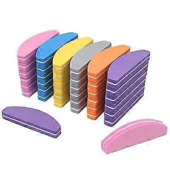24pcs Nail Buffer Blocks, 100/180 Grit Sponge Sanding Blocks for Gel, Acrylic and Natural Nails - Half-Moon Shape Polishing Files