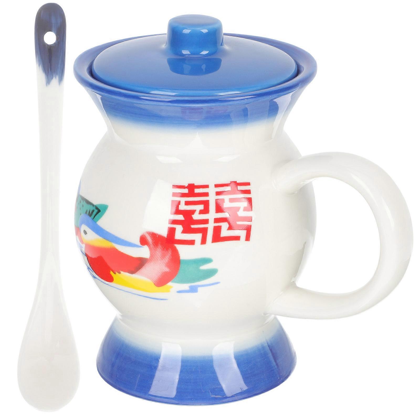 Creative Ceramic Drinking Mug for Beverage with Lid