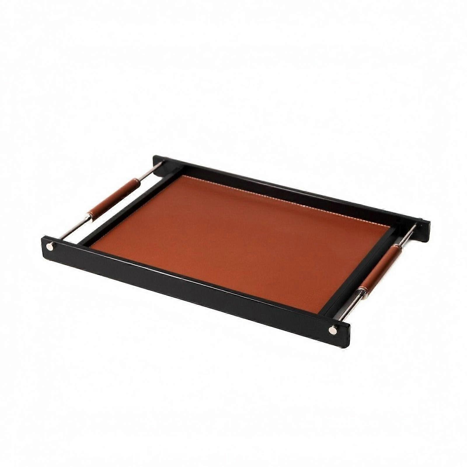 Rectangular Tray Black Frame Dining Accessory Brown Grip Sleeves