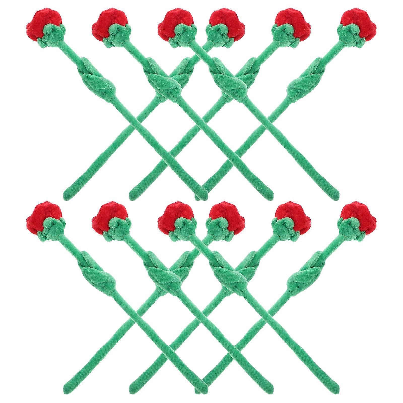 Simulation Plush Rose Flower Bendable Stem Bouquet with 12Pcs