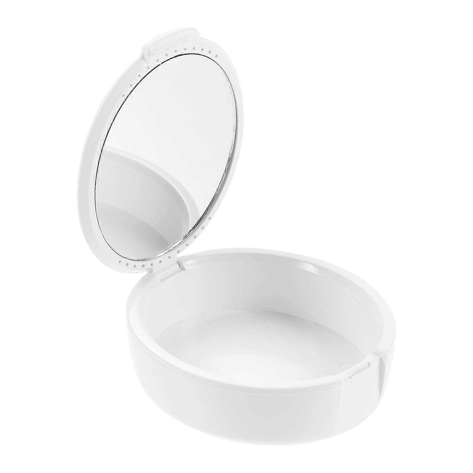 Denture Storage Case for Storage 8Pcs White Convenient with Mirror