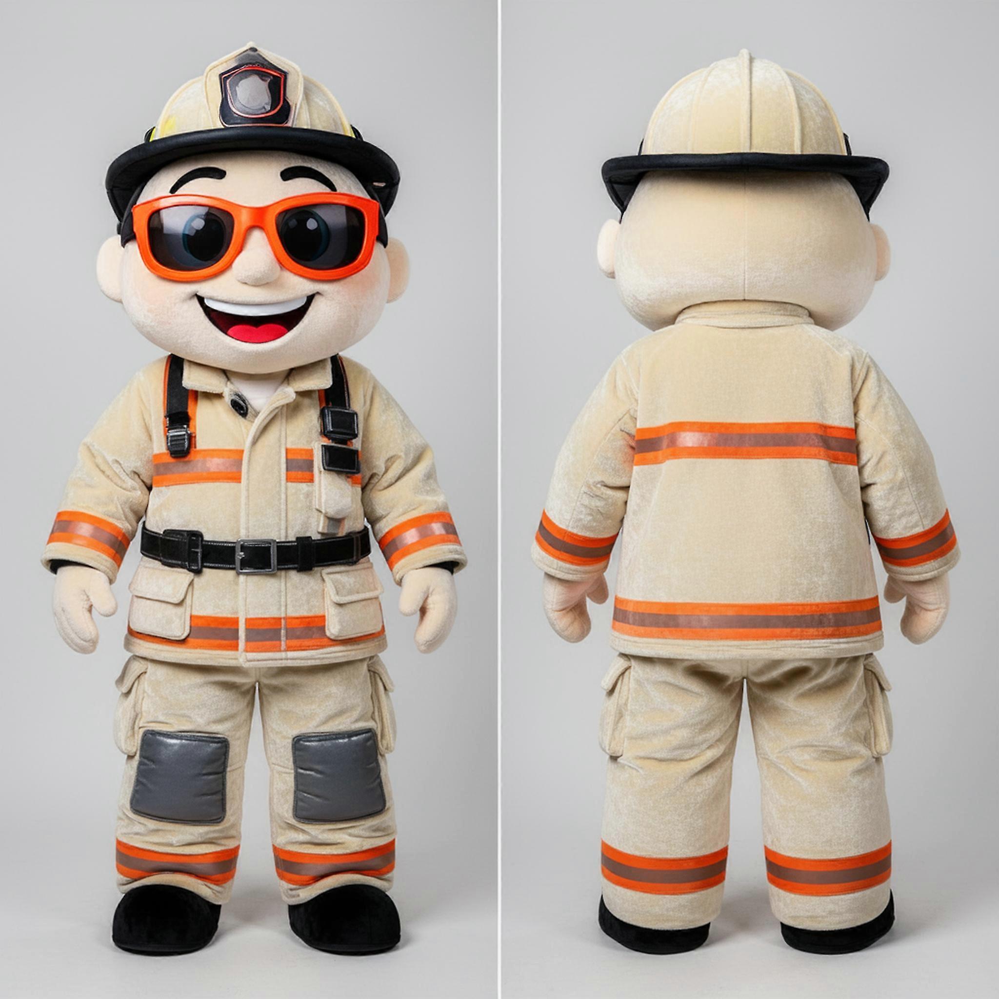 MASTICOT Cream Velvety Fire Fighter Mascot