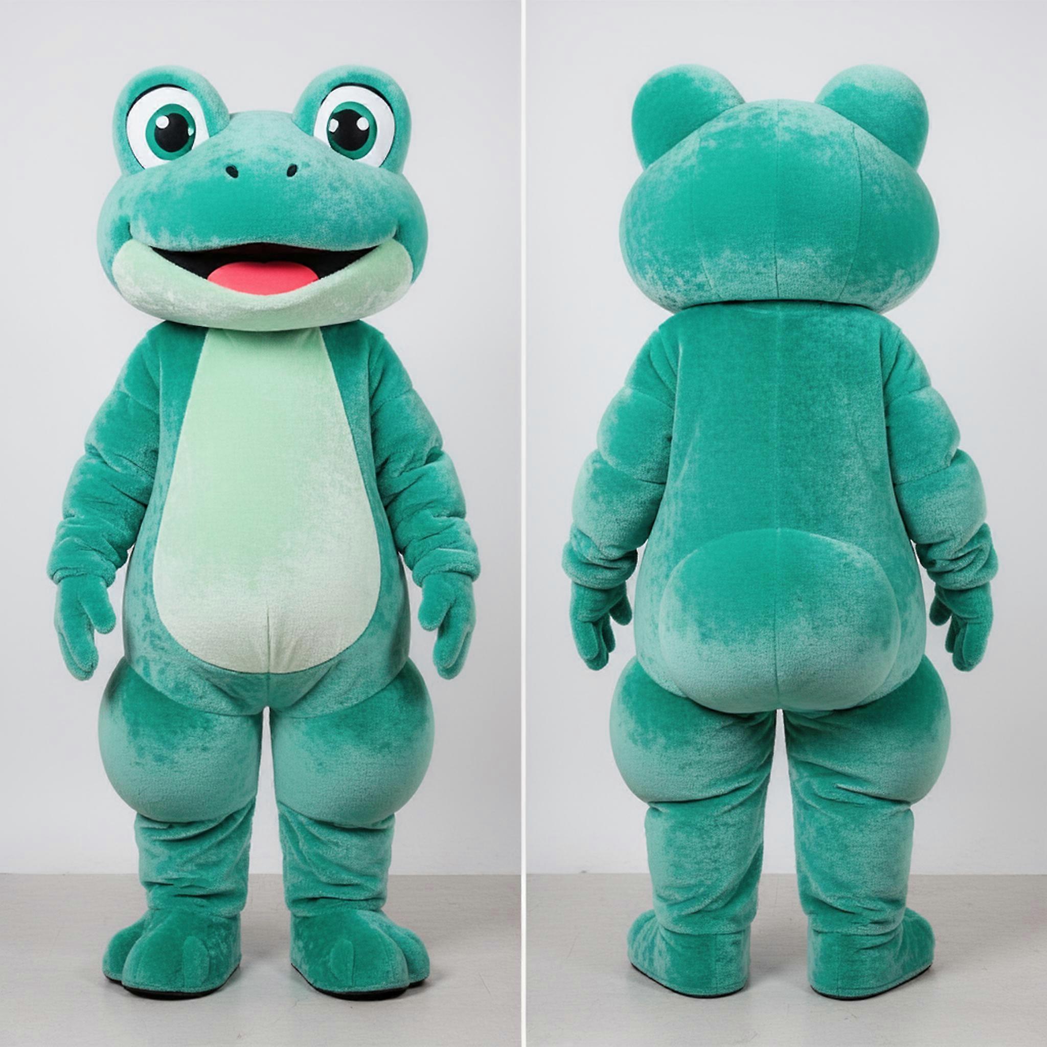 MASTICOT Teal Velvety Frog Mascot
