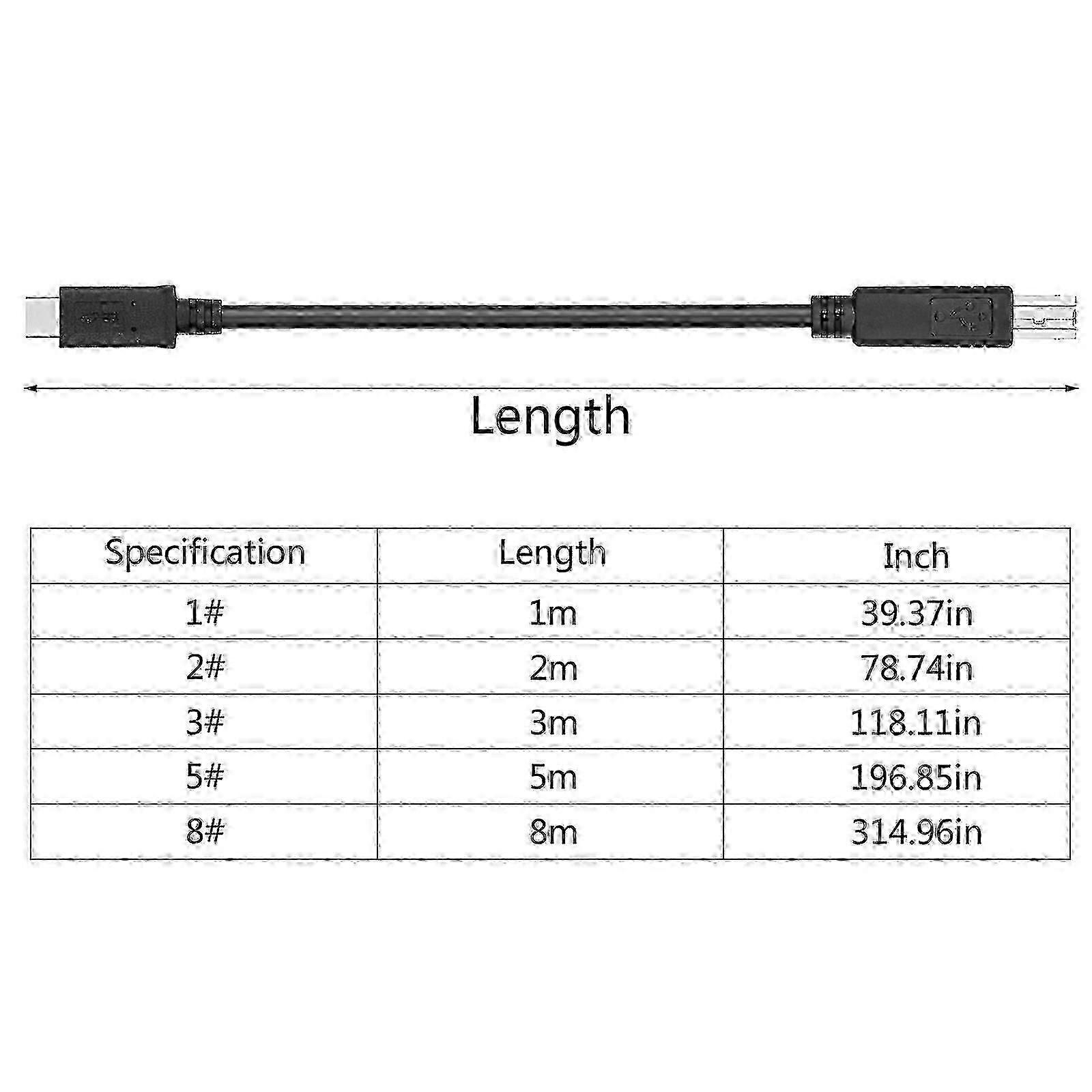 for Extra Long USB-C Type C to USB-B Type B Printer Scanner Cable USB 2.0 High Speed,l