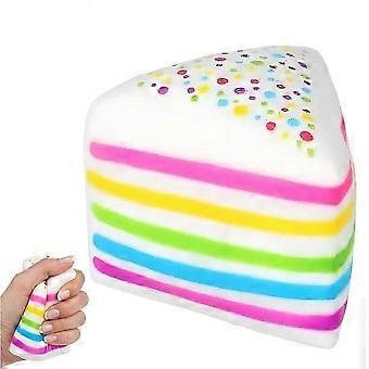 Regenbogenkuchen-Squishy, ​​12,7 cm, Jumbo-Squishy mit langsam aufsteigendem Bewegungsspiel, riesiges Schichtkuchenstück, weiches Stressabbau-Spielzeug für Erwachsene, Geburtstagsgeschenk