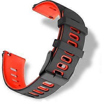 Siliconen band voor horlogebandjes breedte 22 mm, zacht en comfortabel, waterdicht, sport vervangende band voor heren dames - zwart rood
