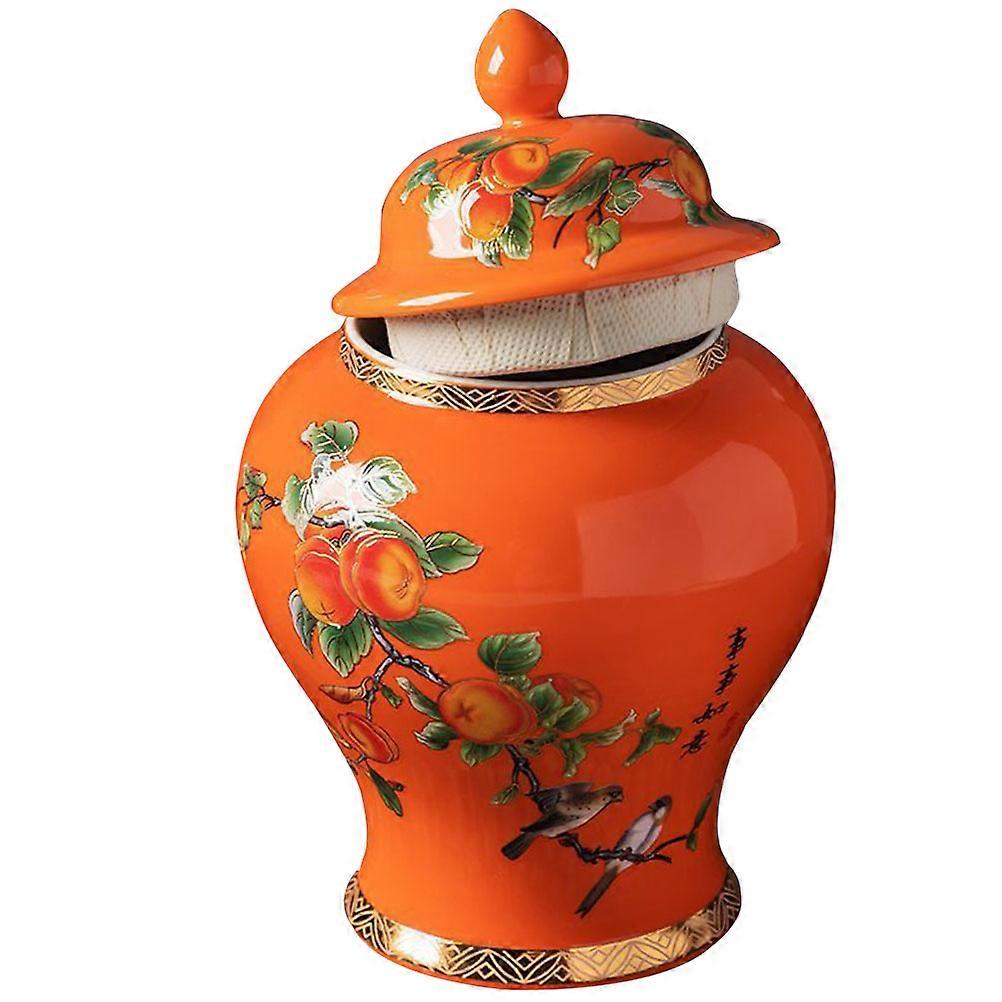 Orange Ceramic Tea Jar for Storage Use Airtight Multi-Function Jar