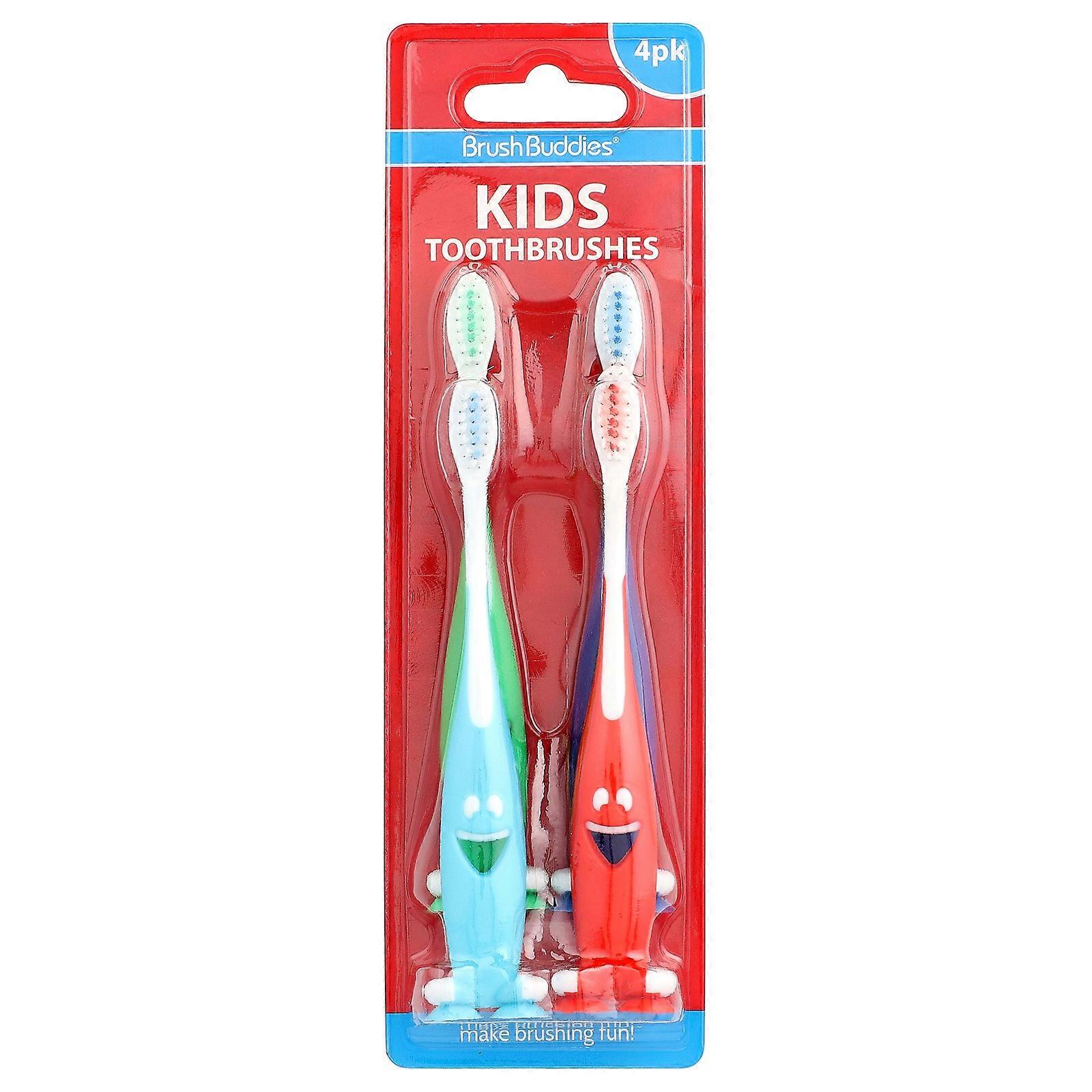 7 x Brush Buddies, Kids Toothbrushes, Soft , 4 Pack