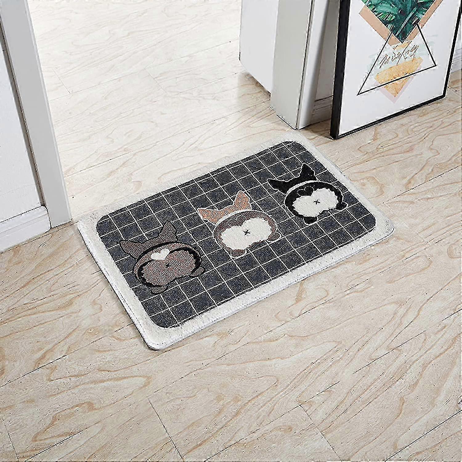Bath Mat,flocking Bathroom Rugs19.7x31.5in(corgi Puppy Pattern)