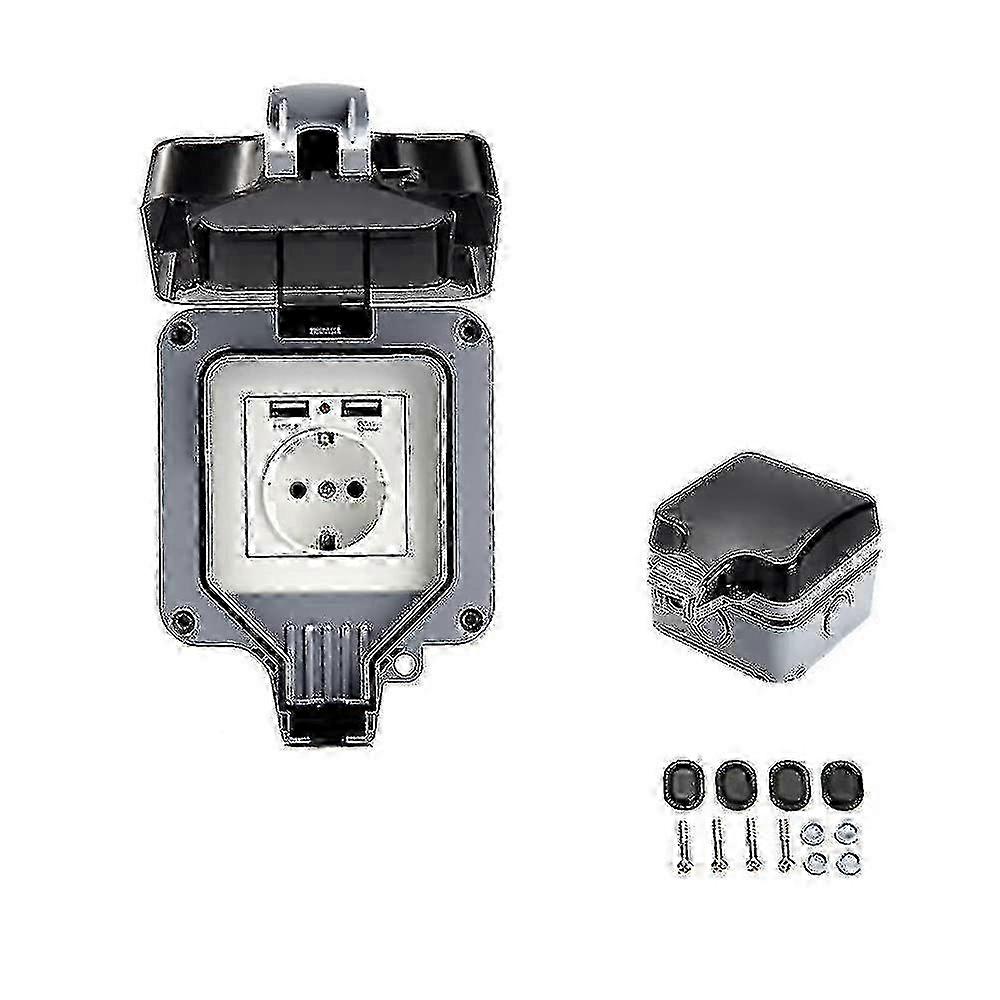 Outdoor Rated Double Socket With Usb