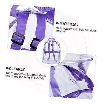 Clear Backpack for Adults, Transparent PVC Stadium Approved Bag with Lightweight Durable Design, Purple