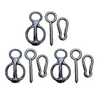 3 Sets Of Heavy Duty Horse Tie Rings With Quick Release Safety Snap Buckle, A Secure Horse Tack Supply & Accessory. _Fx