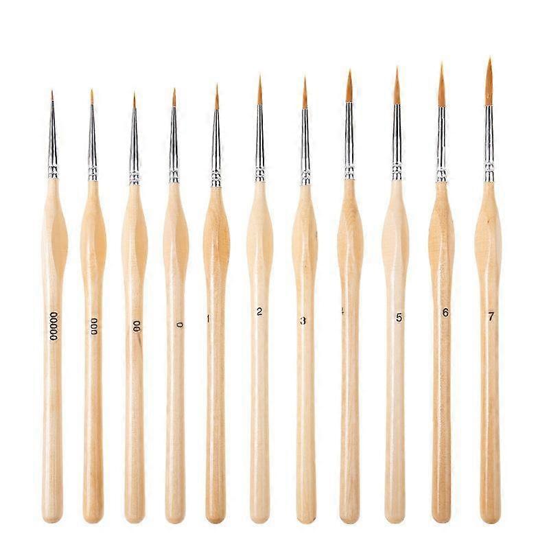 11Pcs Miniature Liner Brushes Nylon Bristles