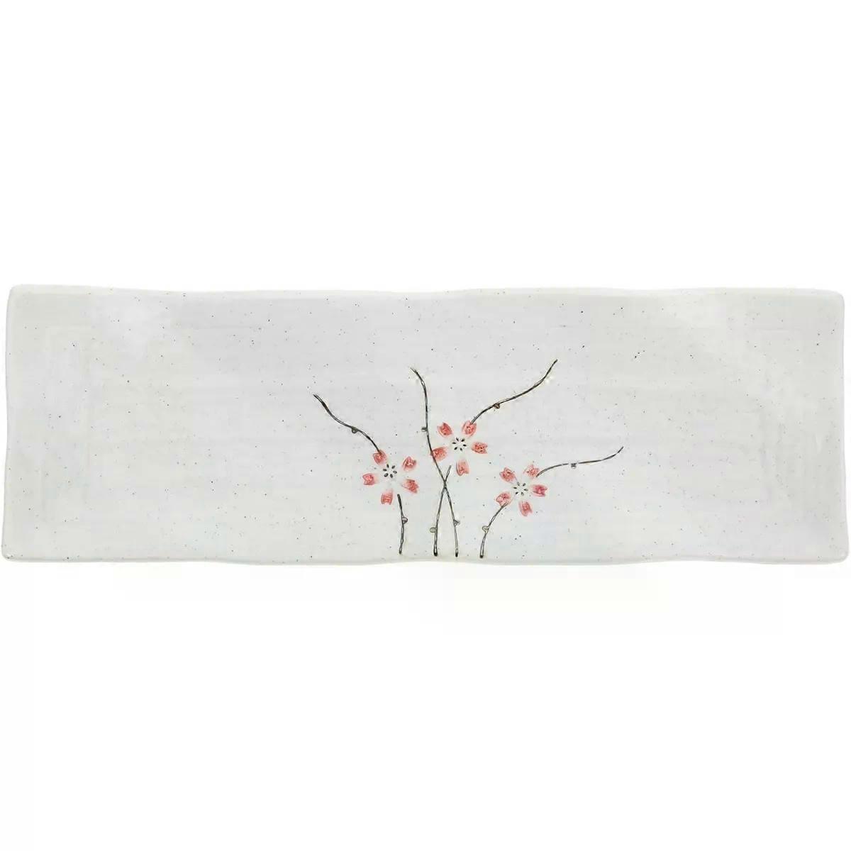 Sushi Plate Hand Painted Japanese Style Serving Dish Rectangular