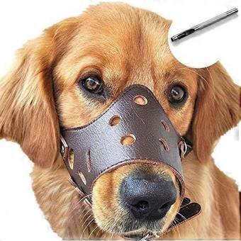 Leather Anti Biting Muzzle Large Adjustable Breathable