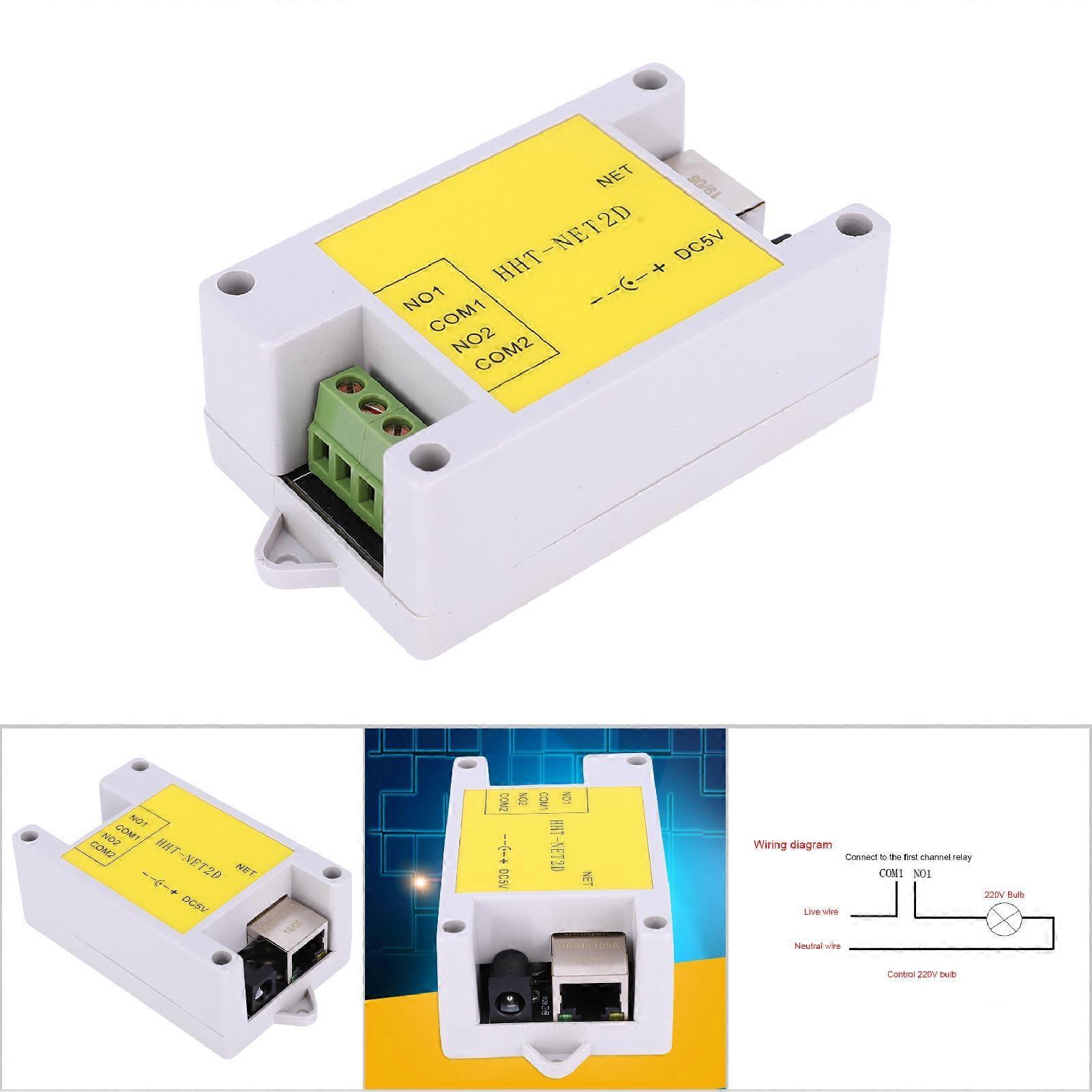 IP Network Relay Module 2 Channel Remote Control for Smart Home Control DC5V HHT NET2D