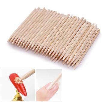 50 Stück Nageldesign-Stäbchen, orange, aus Holz, mit doppeltem Ende, zum Zurückschieben von Nagelhaut, Entfernen von abgestorbenen Hautzellen, Maniküre-Werkzeug.