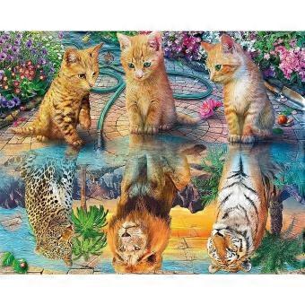 Garden Kittens Reflection Lion Tiger Leopard Magic Art Jigsaw Puzzle Wall Decor RNB1452
