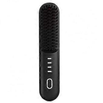 Escova alisadora de cabelo sem fio, mini chapinha, escova de viagem recarregável por USB, aquecimento rápido, 4 níveis de temperatura - WHBYV.