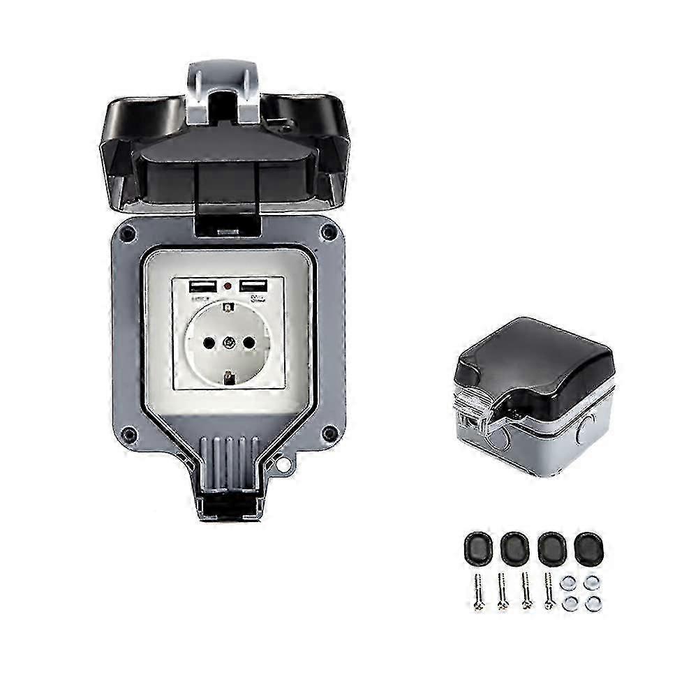 Waterproof Dual Socket With 4 USB Ports