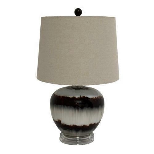 Hill Interiors Sepia Shadows Squat Linen Table Lamp