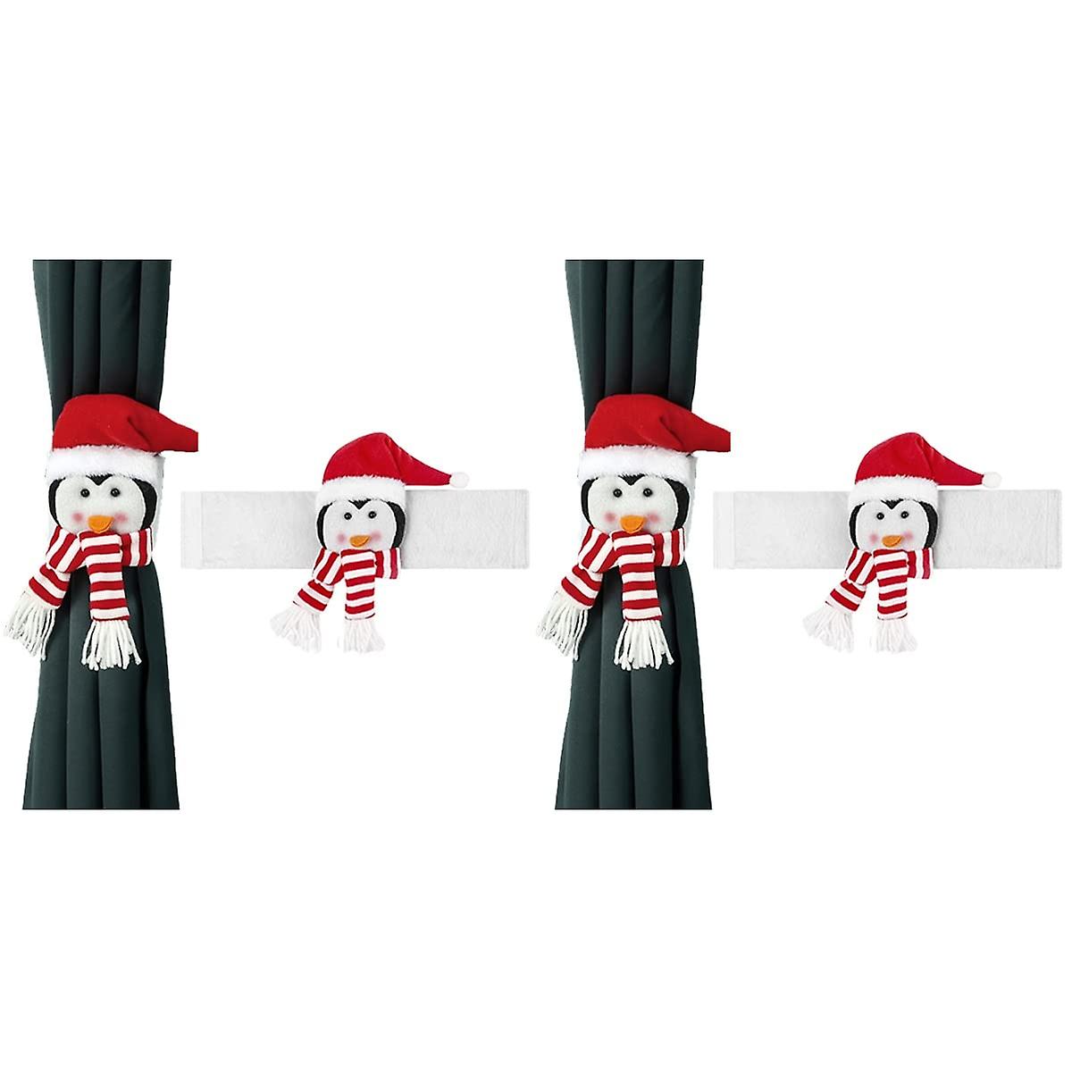 Paquete de 2 hebillas de cortina navideñas YUANXCMXG con forma de pingüino