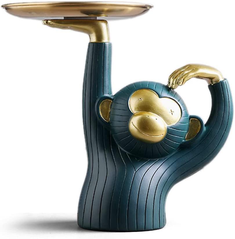 Box Biscuits Monkey Statue Sculpture Arts Resin Decor Gift 21cm