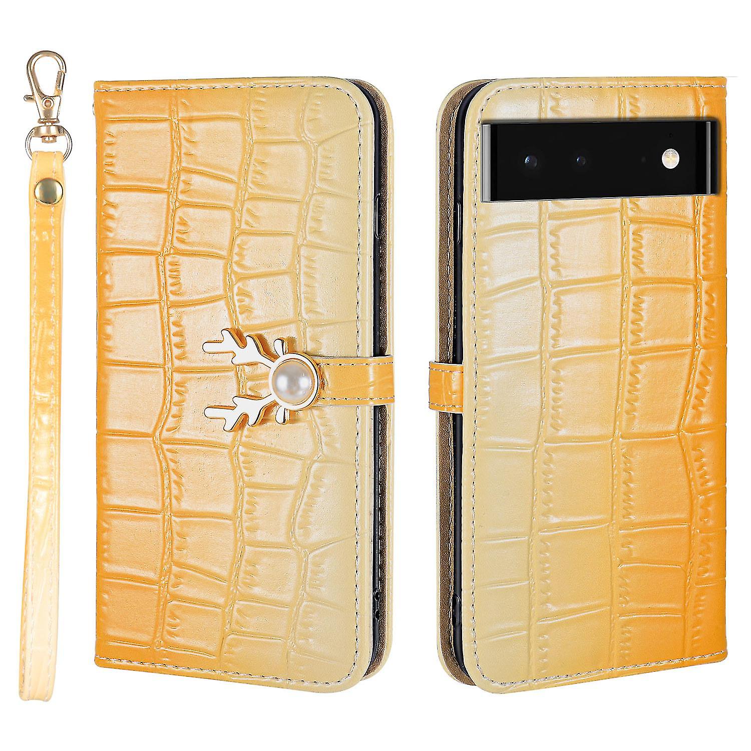 Elk Pattern Phone Case For Google Pixel 6 With Card Holder, Lanyard, Pu Leather Material, Wallet Function, Corner Fall Protection
