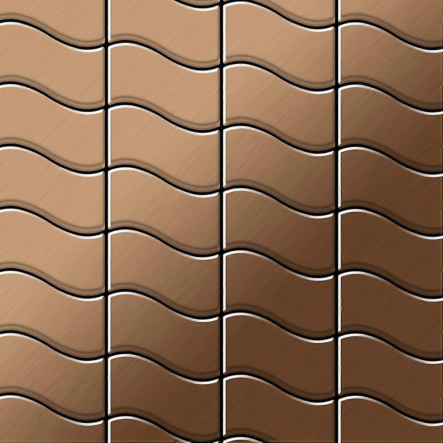 Mosaik Fliese massiv Metall Titan gebürstet in kupfer 1,6mm stark ALLOY Flux-Ti-AB Designed by Karim Rashid 0,86 m2
