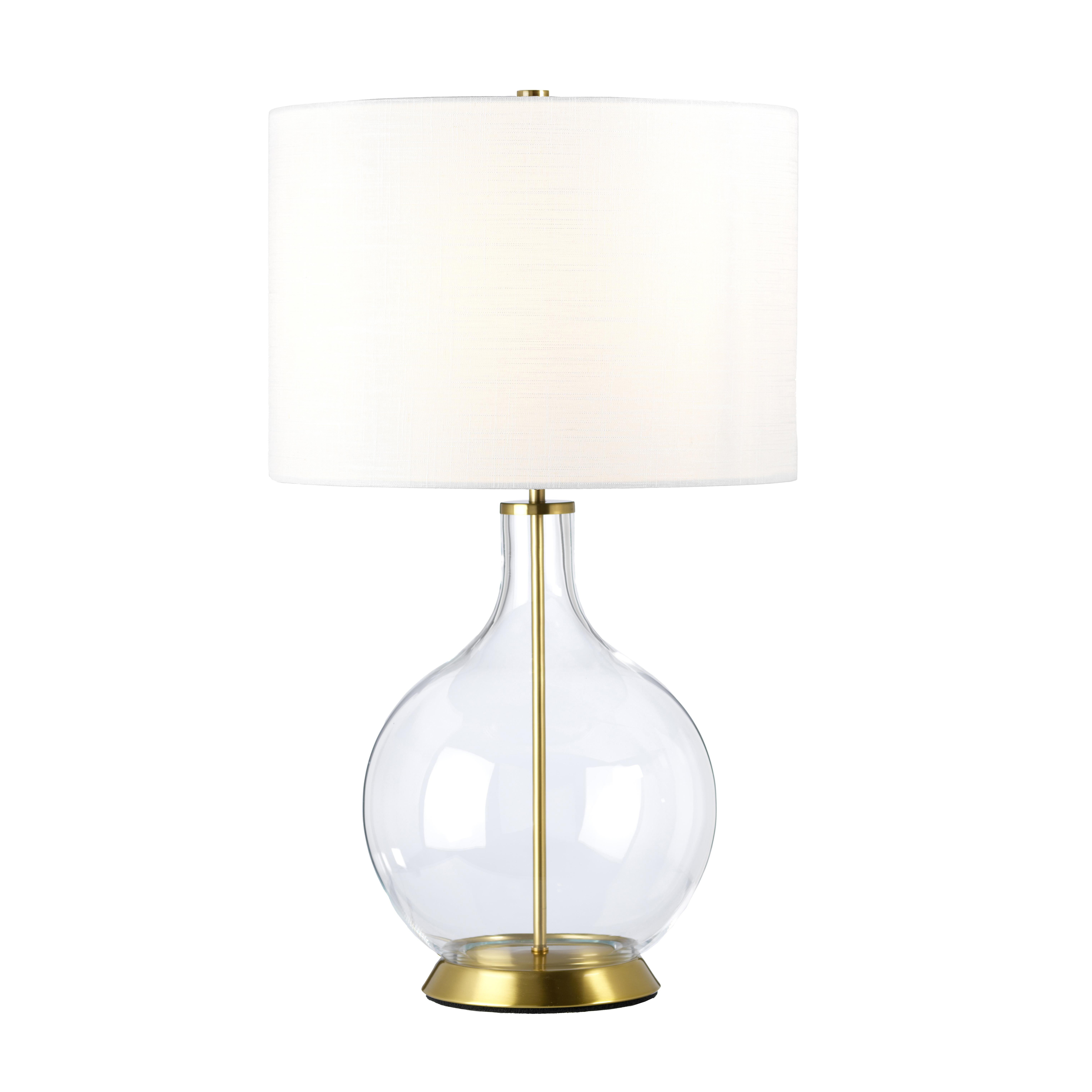 Orb Table Lamp with Round Shade Aged Brass