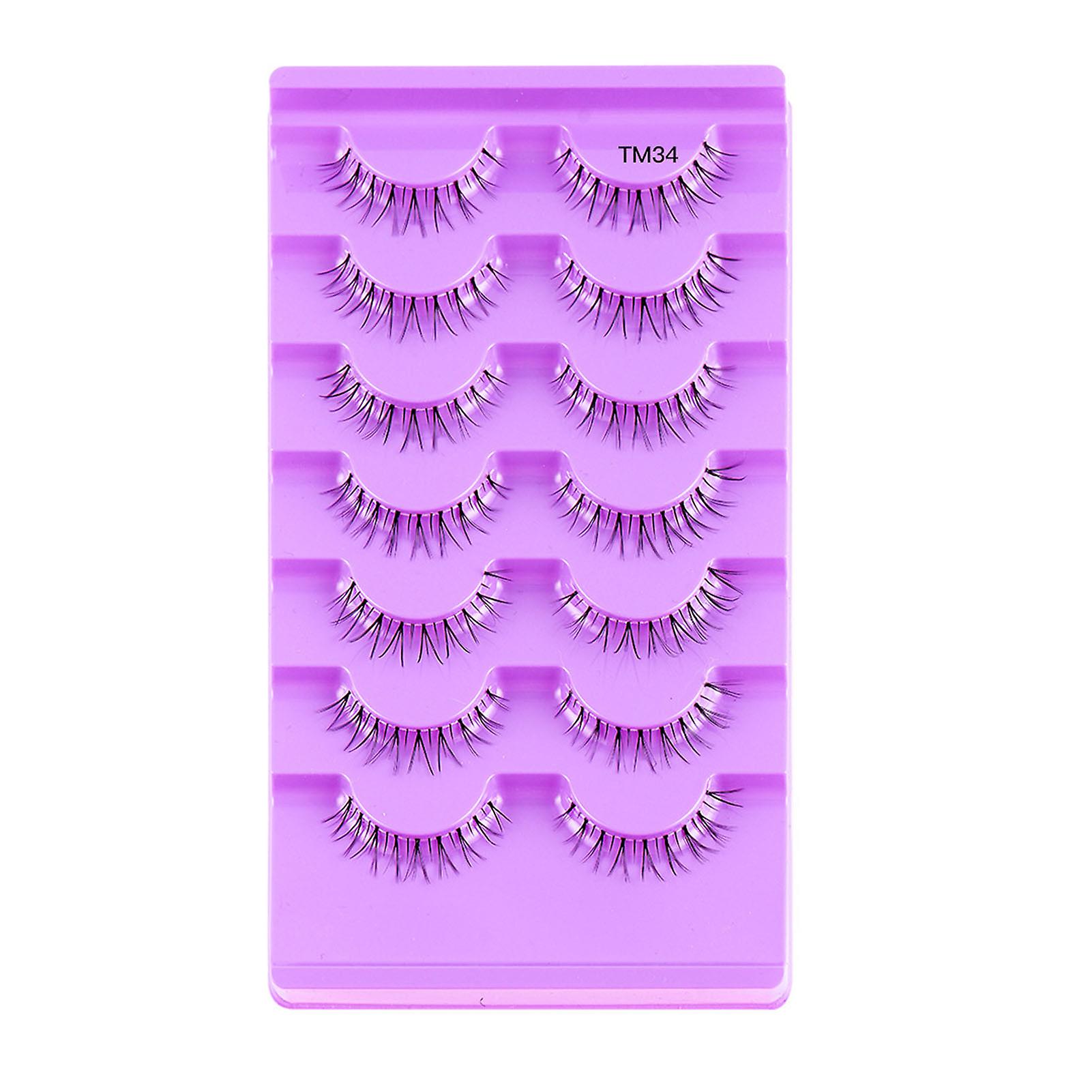 7 Pairs False Eyelashes Pack Soft Sharpened Tips Long Wispy Lashes