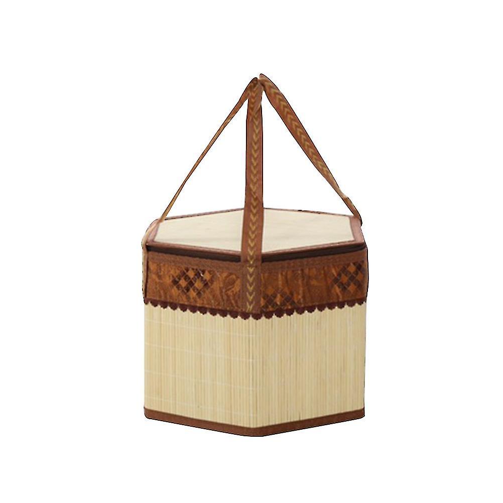 1pc Bamboo Baske Handle Durable Useful Bamboo Basket For Restaurant Kitchen