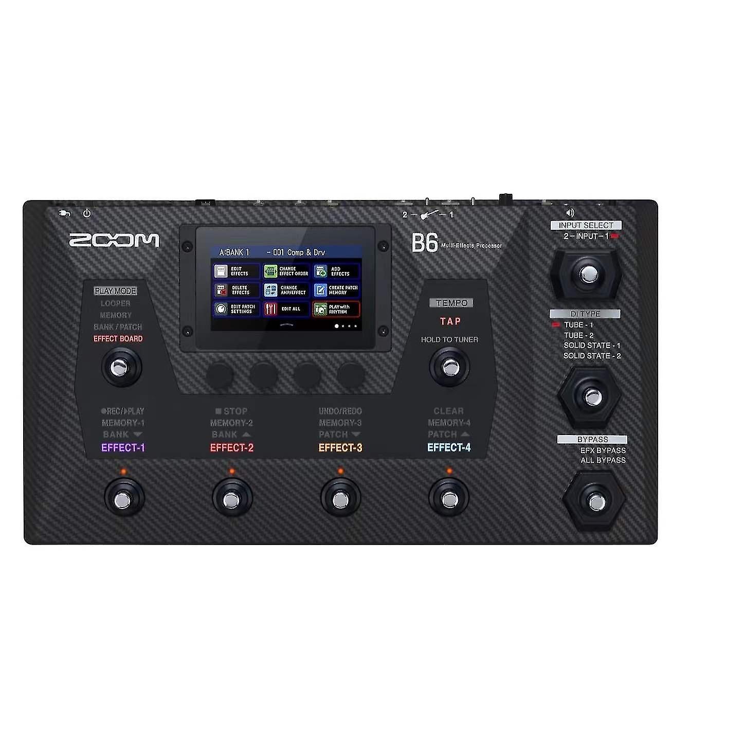 Zoom B6 Multi-effects Bass Processor With 88.2 Khz Effects Processor,four Di Models And 9 Stomp Switches For Bass Players