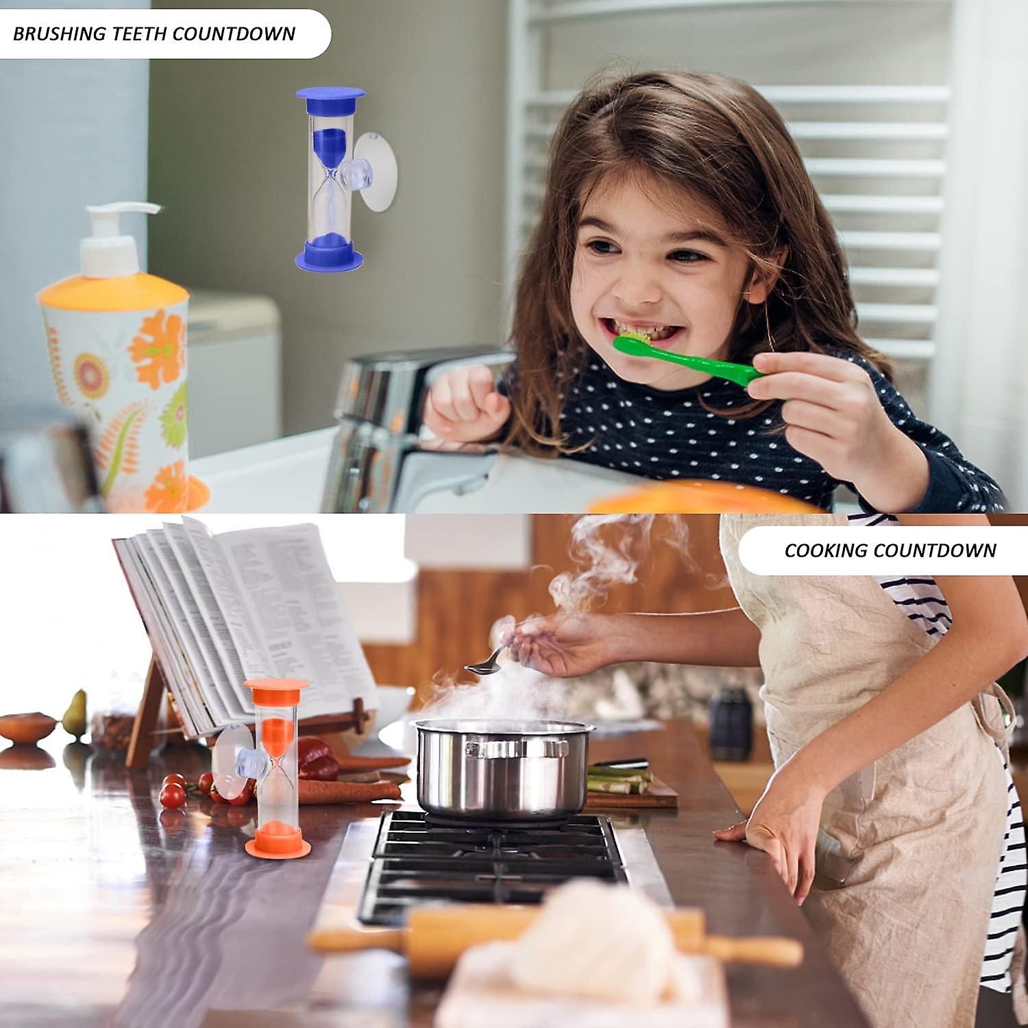 3 Minutes Countdown Hourglass Timer for Kids  Creative Plastic Sand Timer  Suction Cup Timer 5Pcs Sand Timer with Suction Cup