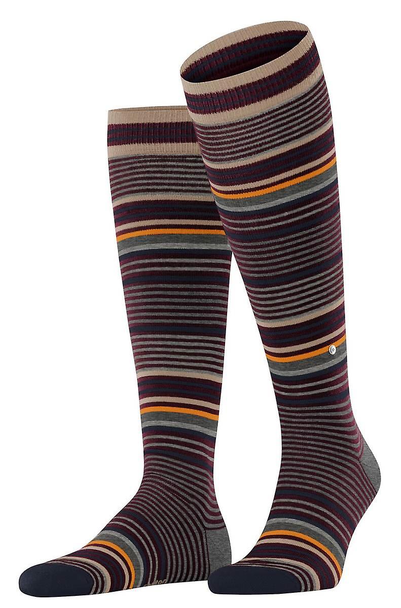 Burlington Stripe Knee High Socks - Claret Red