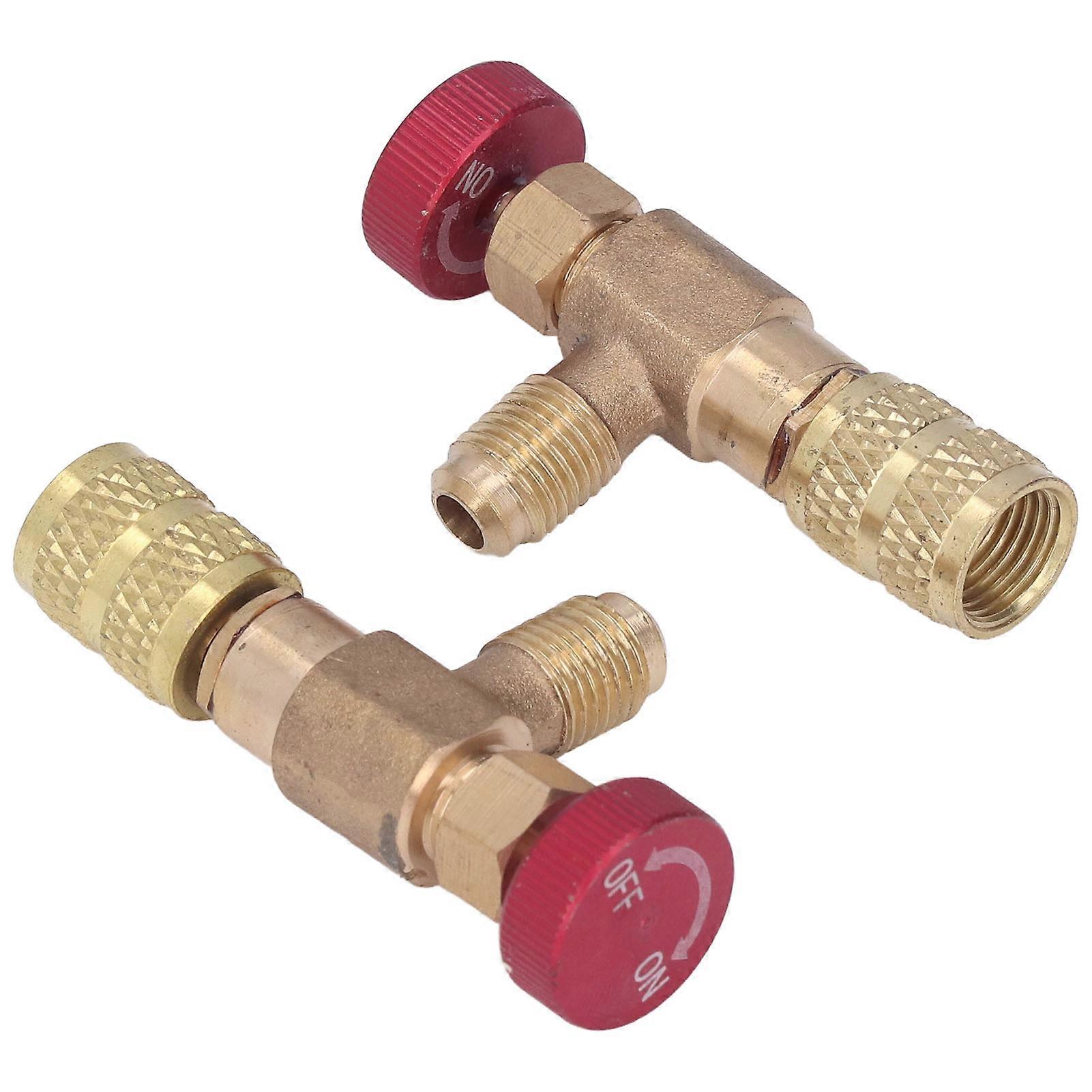 2PCS Refrigerant Control Valve 1/4SAE External Thread 5/16SAE Internal Thread R410a Refrigerant Charging Valve Adapter