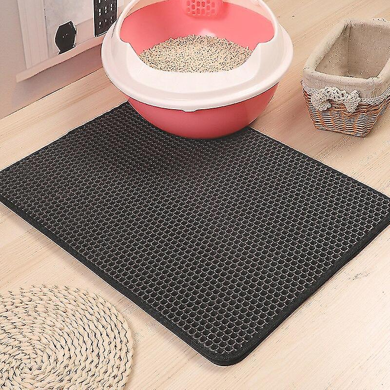 Cat Litter Mat Waterproof Eva Double Layer Cat Litter Trapping Pet Litter Box Mat Sandbox Clean Pad Grey