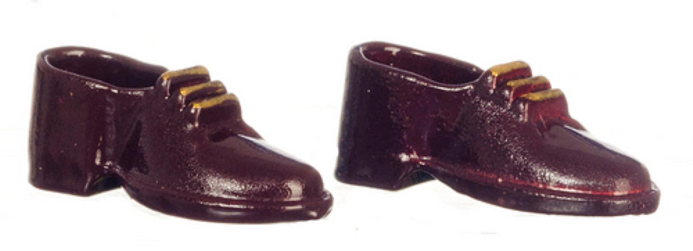 دمى البيت مصغرة متجر غرفة نوم ملحق الرجال براون Brogues أحذية معدنية