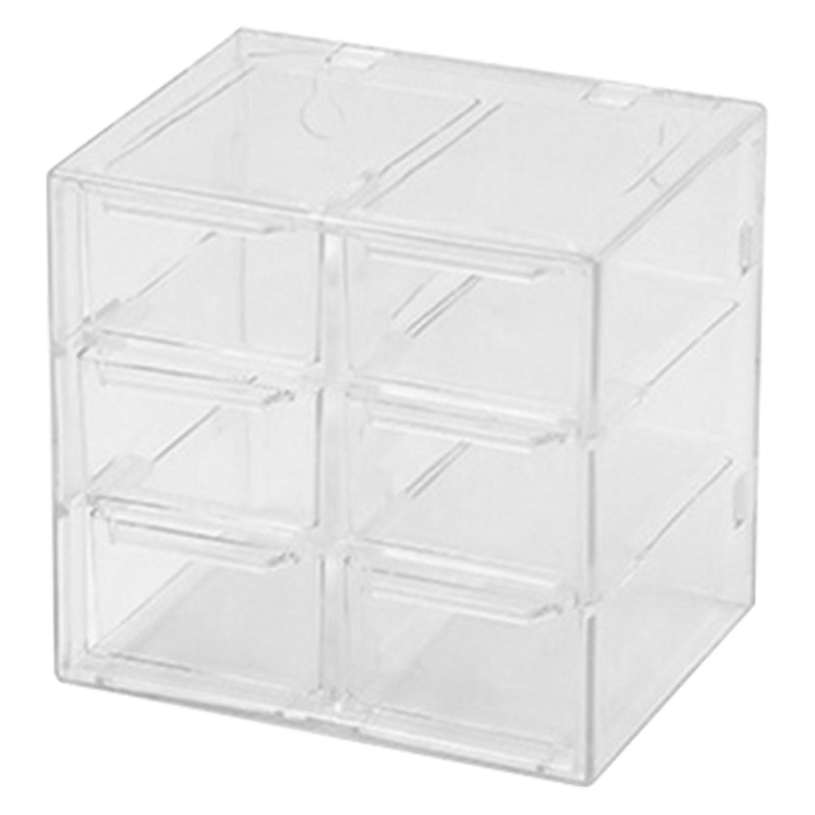 6-Compartment Clear Plastic Grid Box for Jewelry and Craft Storage
