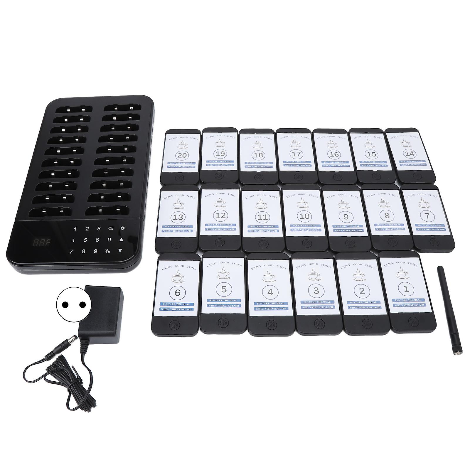 Wireless Calling System with 3 Modes Touch Control 20 Pagers Restaurant Pager EU Plug