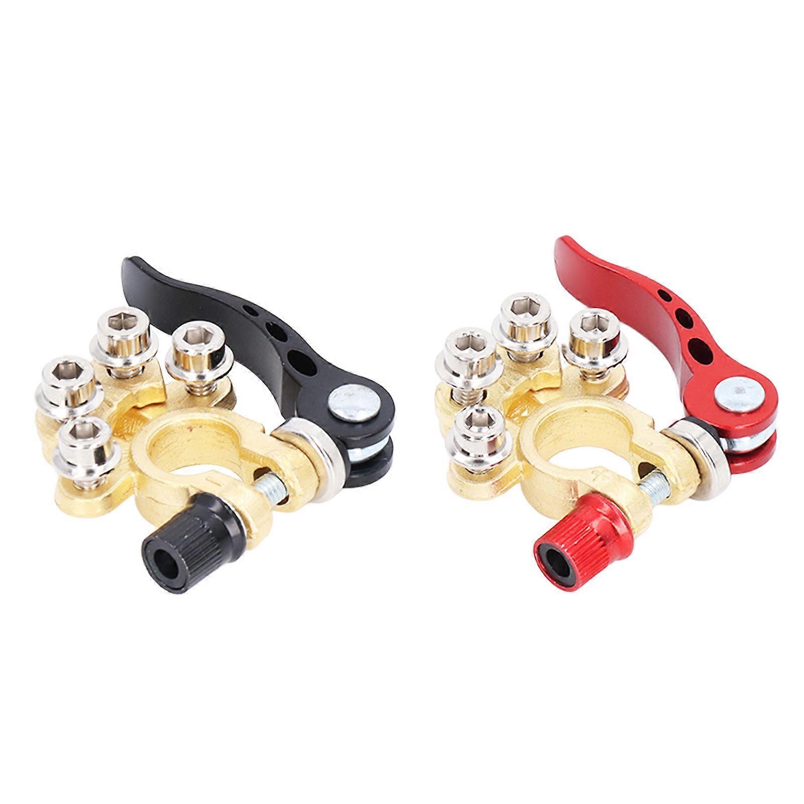 2Pcs Battery Terminal Connectors Car Disconnect 4 Way Positive Negative for SAE/JIS Type A Post